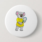 Koala in Tennis met Tennis racket Ronde Button 7,6 Cm (Voorkant)