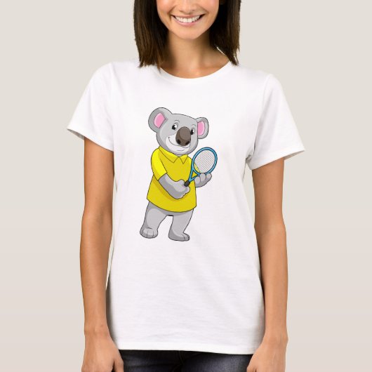 Koala in Tennis met Tennis racket T-shirt (Voorkant)