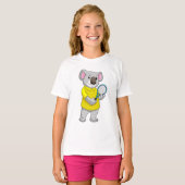 Koala in Tennis met Tennis racket T-shirt (Voorkant volledig)