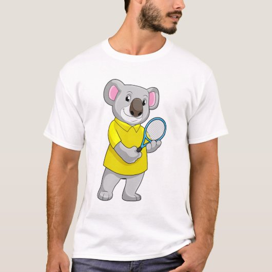 Koala in Tennis met Tennis racket T-shirt (Voorkant)