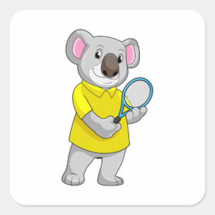 Koala in Tennis met Tennis racket Vierkante Sticker