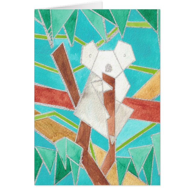 Koala in Tree Original Abstract Art (Voorkant)