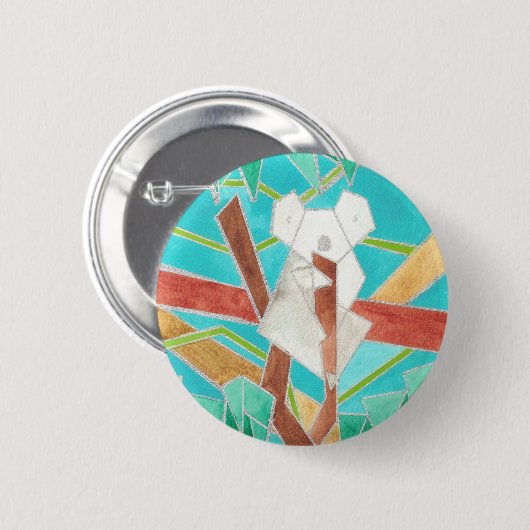 Koala in Tree Original Abstract Art Ronde Button 5,7 Cm (Voorkant /achterkant)