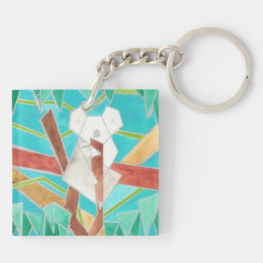 Koala in Tree Original Abstract Art Sleutelhanger (Achterkant)