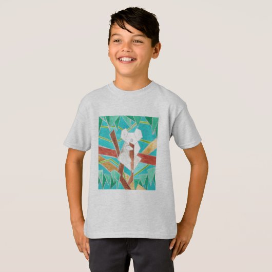Koala in Tree Original Abstract Art T-shirt (Voorkant volledig)