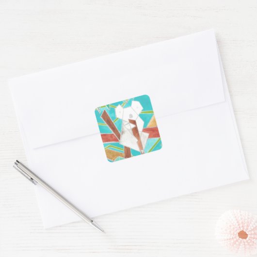 Koala in Tree Original Abstract Art Vierkante Sticker (Envelop)