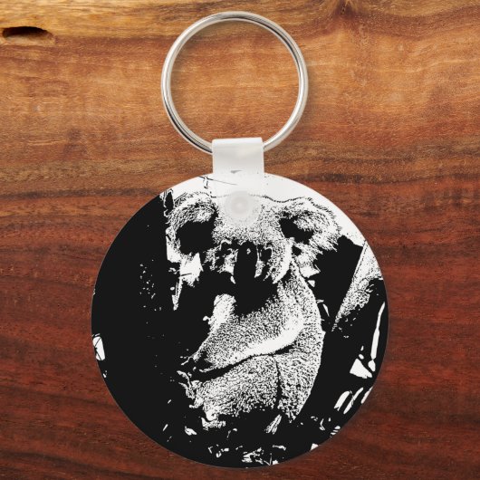 Koala in zwart-wit sleutelhanger (Voorkant)