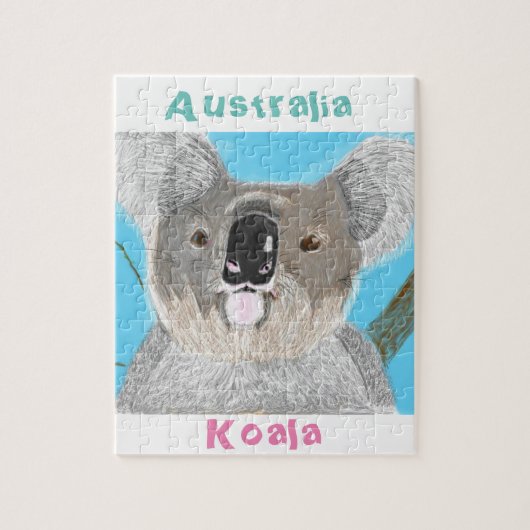 Koala jigzaag - met de hand getekend legpuzzel (Verticaal)