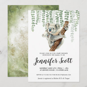 Koala Jungle Baby Shower Uitnodiging