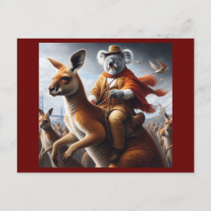 Koala Kangaroo Rider Briefkaart