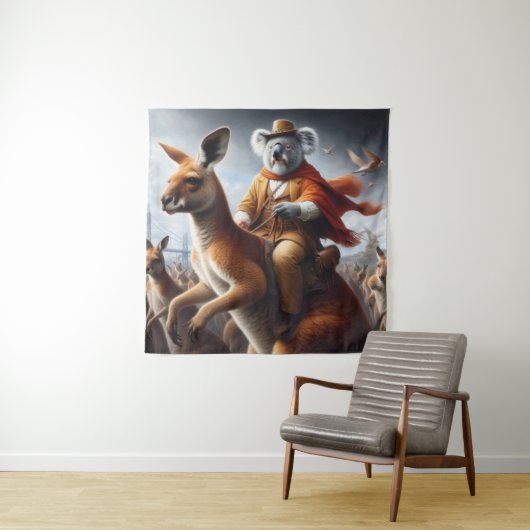 Koala Kangaroo Rider Wandkleed (In situ)