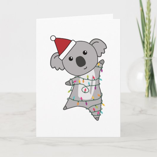 Koala Kerst Elfjeslichtjes Schattig Dier Kaart (Voorkant)
