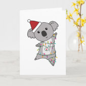 Koala Kerst Elfjeslichtjes Schattig Dier Kaart (Gele Bloem)