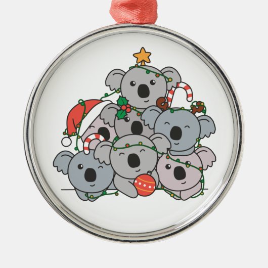 Koala kerstboom Funny Animal Kerstmis Cerami Metalen Ornament (Voorkant)