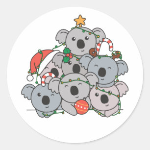 Koala kerstboom Funny Animal Kerstmis Ronde Sticker