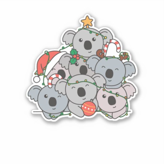 Koala kerstboom Funny Animal Kerstmis Sticker (Voorkant)