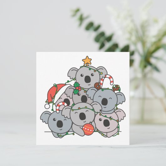 Koala Kerstboom Grappig Dier Kerst Uitnodiging (Staand voorkant)
