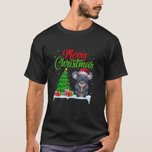 Koala Kerstboom Lights Funny Xmas Koala Lover T-shirt (Voorkant)