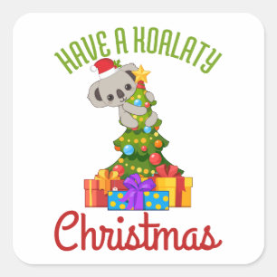 Koala Kerstboom Schattige Vakantie Grappenmakerij Vierkante Sticker