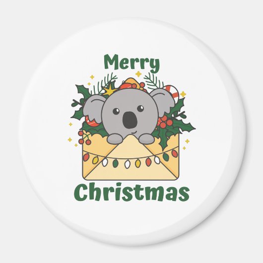 Koala Kerstbrief Winterdieren Koalas Magneet (Voorkant)
