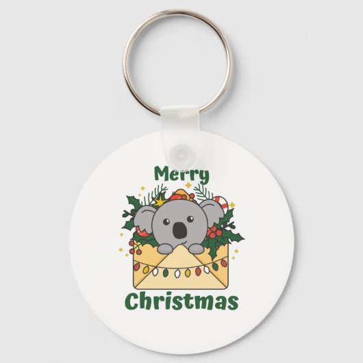 Koala Kerstbrief Winterdieren Koalas Sleutelhanger (Voorkant)