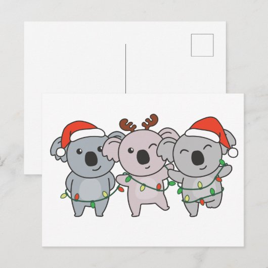Koala-kerstdieren Feestdagenkaart (Voorkant / Achterkant)