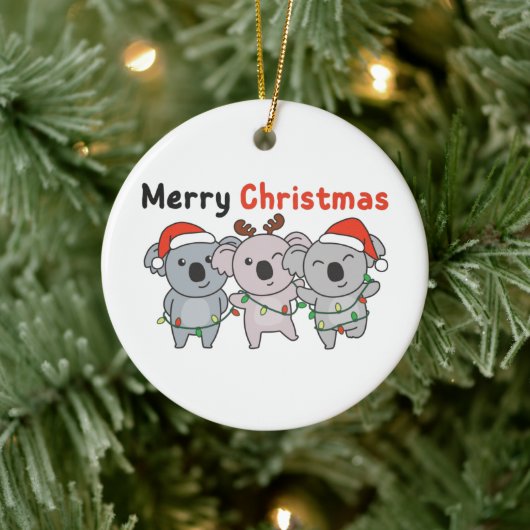 Koala-kerstdieren Koalas Merry-kerstabel Keramisch Ornament (Boom)
