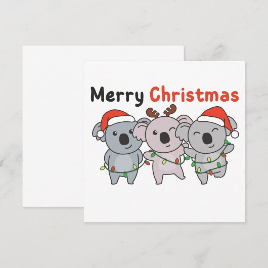 Koala Kerstdieren Koalas Merry Kersti Inv Kaart (Voorkant / Achterkant)