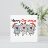 Koala Kerstdieren Koalas Merry Kersti Inv Kaart (Staand voorkant)