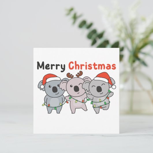 Koala Kerstdieren Koalas Merry Kersti Inv Kaart (Staand voorkant)