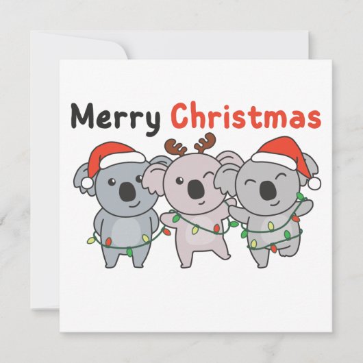 Koala Kerstdieren Koalas Merry Kersti Inv Kaart (Voorkant)