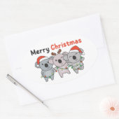 Koala Kerstdieren Koalas Merry Kerstmis Cla Ovale Sticker (Envelop)