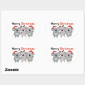 Koala Kerstdieren Koalas Merry Kerstmis Cla Ovale Sticker (Vel)