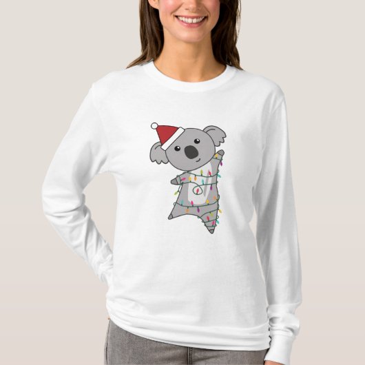Koala kerstfeest gevierd licht dier t-shirt (Voorkant)