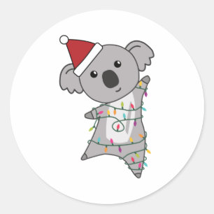 Koala kerstfeest gevierd licht staartdier ronde sticker