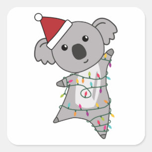 Koala kerstfeest gevierd licht staartdier vierkante sticker