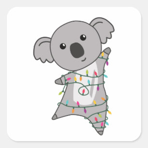 Koala kerstfeest gevierd licht staartdier vierkante sticker