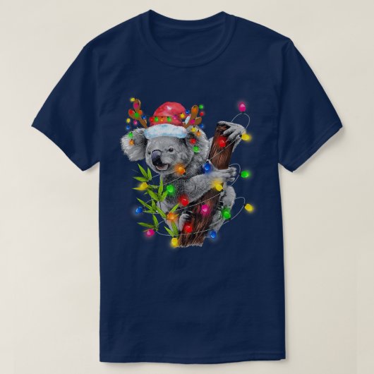 Koala Kerstlampjes Funny Santa Hat Merry Chris T-shirt (Design voorkant)