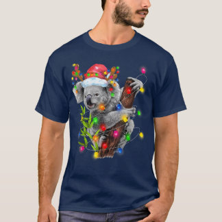 Koala Kerstlampjes Funny Santa Hat Merry Chris T-shirt