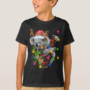Koala Kerstlampjes Funny Santa Hat Merry Chris T-shirt