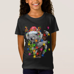Koala Kerstlampjes Funny Santa Hat Merry Chris T-shirt