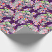 Koala Kerstmis Botanische Feestelijke Paarse Cadeaupapier (Hoek)