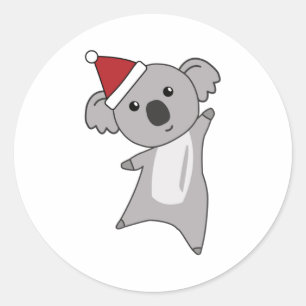Koala Kerstmis Kinderen Santa Ronde Sticker
