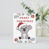 Koala Kerstmis Sneeuw Winter Dieren Koala's Feestdagenkaart (Staand voorkant)