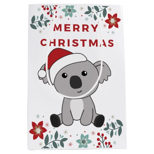 Koala Kerstsneeuw Winterdieren Koalas Medium Cadeauzakje (Voorkant)