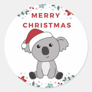 Koala Kerstsneeuwwinterdieren Koalas Classic Ronde Sticker