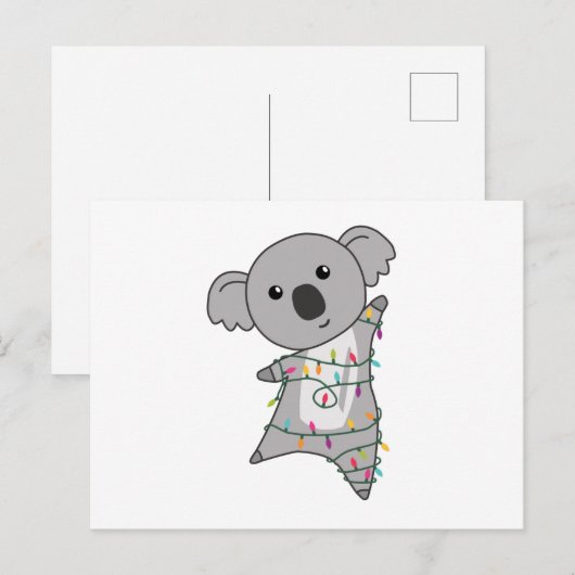 Koala Kerstwinter winterdieren Koalas Briefkaart (Voorkant / Achterkant)