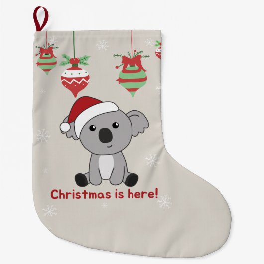 Koala Kerstwinter winterdieren Koalas Grote C Kerstsok (Voorkant)