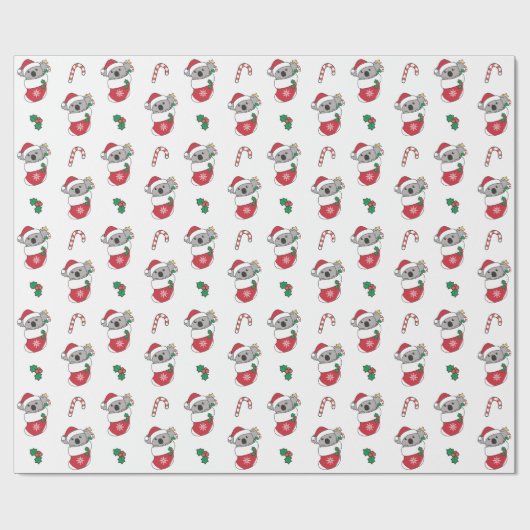 Koala Kerstwinter winterdieren Koalas Holiday Cadeaupapier (Vlak)