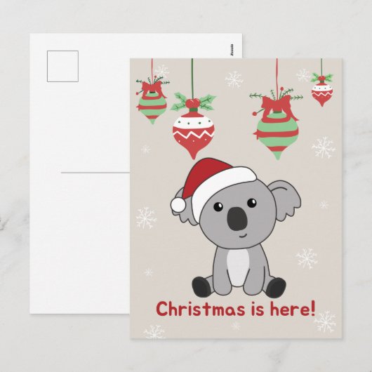 Koala Kerstwinter winterdieren Koalas Holiday Feestdagenkaart (Voorkant / Achterkant)